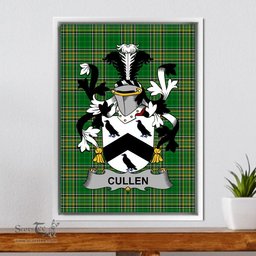 Irish Cullen or McCullen Coat of Arms Family Crest Ireland Framed Canvas Print Irish National Tartan