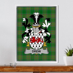 Irish Drew Coat of Arms Family Crest Ireland Framed Canvas Print Irish National Tartan