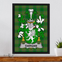 Irish Dargan or McDeargan Coat of Arms Family Crest Ireland Framed Canvas Print Irish National Tartan