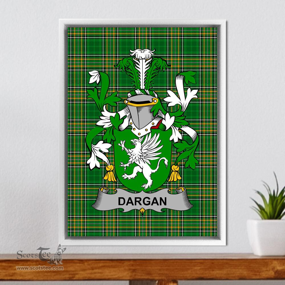 Irish Dargan or McDeargan Coat of Arms Family Crest Ireland Framed Canvas Print Irish National Tartan