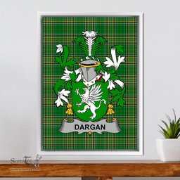 Irish Dargan or McDeargan Coat of Arms Family Crest Ireland Framed Canvas Print Irish National Tartan