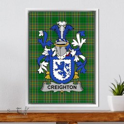 Irish Creighton Coat of Arms Family Crest Ireland Framed Canvas Print Irish National Tartan