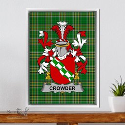 Irish Crowder Coat of Arms Family Crest Ireland Framed Canvas Print Irish National Tartan