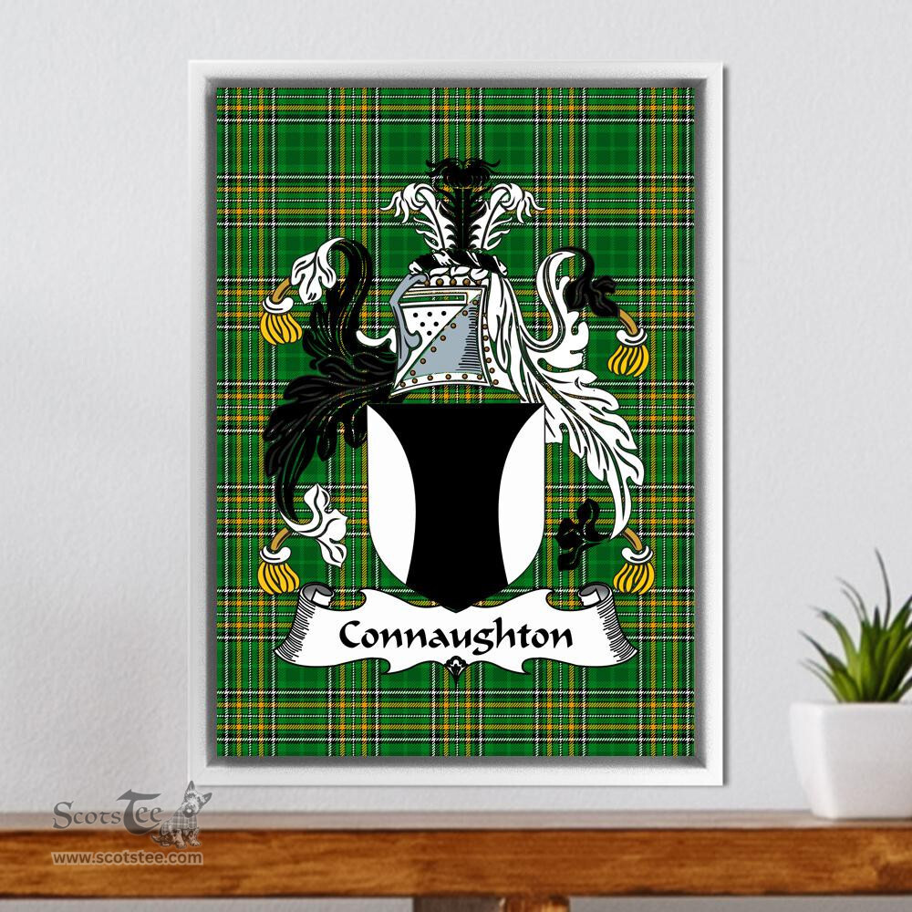 Irish Connaughton Coat of Arms Family Crest Ireland Framed Canvas Print Irish National Tartan