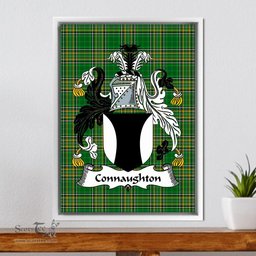 Irish Connaughton Coat of Arms Family Crest Ireland Framed Canvas Print Irish National Tartan