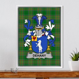 Irish Dehany Coat of Arms Family Crest Ireland Framed Canvas Print Irish National Tartan