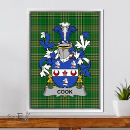Irish Cook Coat of Arms Family Crest Ireland Framed Canvas Print Irish National Tartan