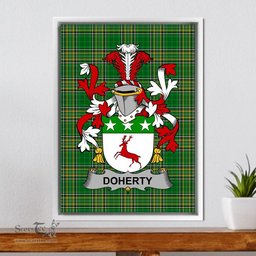 Irish Doherty or O'Doherty Coat of Arms Family Crest Ireland Framed Canvas Print Irish National Tartan