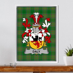 Irish Daly or O'Daly Coat of Arms Family Crest Ireland Framed Canvas Print Irish National Tartan