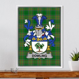 Irish Dowling or O'Dowling Coat of Arms Family Crest Ireland Framed Canvas Print Irish National Tartan