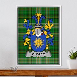 Irish Cleare Coat of Arms Family Crest Ireland Framed Canvas Print Irish National Tartan