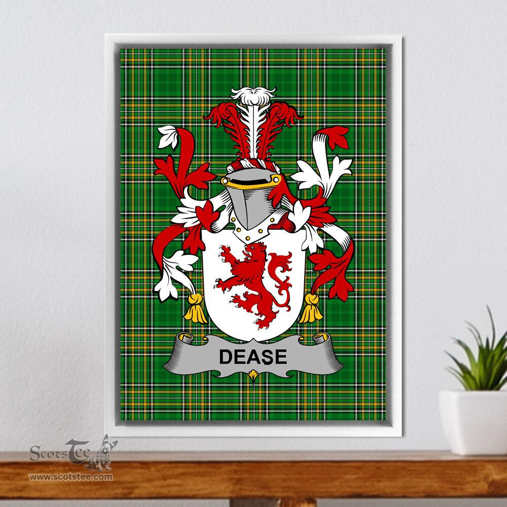Irish Dease Coat of Arms Family Crest Ireland Framed Canvas Print Irish National Tartan