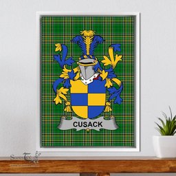 Irish Cusack Coat of Arms Family Crest Ireland Framed Canvas Print Irish National Tartan