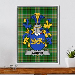 Irish Carrie or O'Carrie Coat of Arms Family Crest Ireland Framed Canvas Print Irish National Tartan
