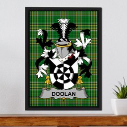 Irish Doolan or O'Doolan Coat of Arms Family Crest Ireland Framed Canvas Print Irish National Tartan