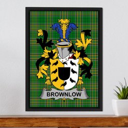 Irish Brownlow Coat of Arms Family Crest Ireland Framed Canvas Print Irish National Tartan