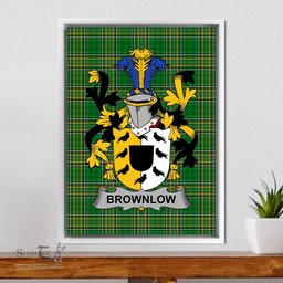 Irish Brownlow Coat of Arms Family Crest Ireland Framed Canvas Print Irish National Tartan
