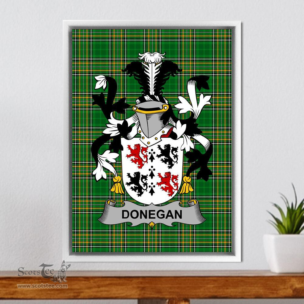 Irish Donegan or O'Donagan Coat of Arms Family Crest Ireland Framed Canvas Print Irish National Tartan