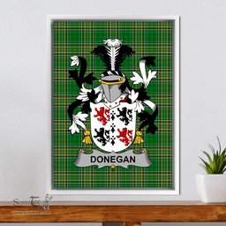 Irish Donegan or O'Donagan Coat of Arms Family Crest Ireland Framed Canvas Print Irish National Tartan