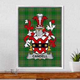 Irish Candell Coat of Arms Family Crest Ireland Framed Canvas Print Irish National Tartan