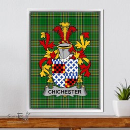 Irish Chichester Coat of Arms Family Crest Ireland Framed Canvas Print Irish National Tartan