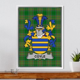Irish Coyle or McCoyle Coat of Arms Family Crest Ireland Framed Canvas Print Irish National Tartan