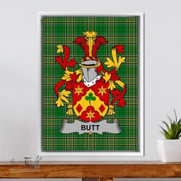 Irish Butt Coat of Arms Family Crest Ireland Framed Canvas Print Irish National Tartan