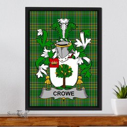 Irish Crowe or McEnchroe Coat of Arms Family Crest Ireland Framed Canvas Print Irish National Tartan