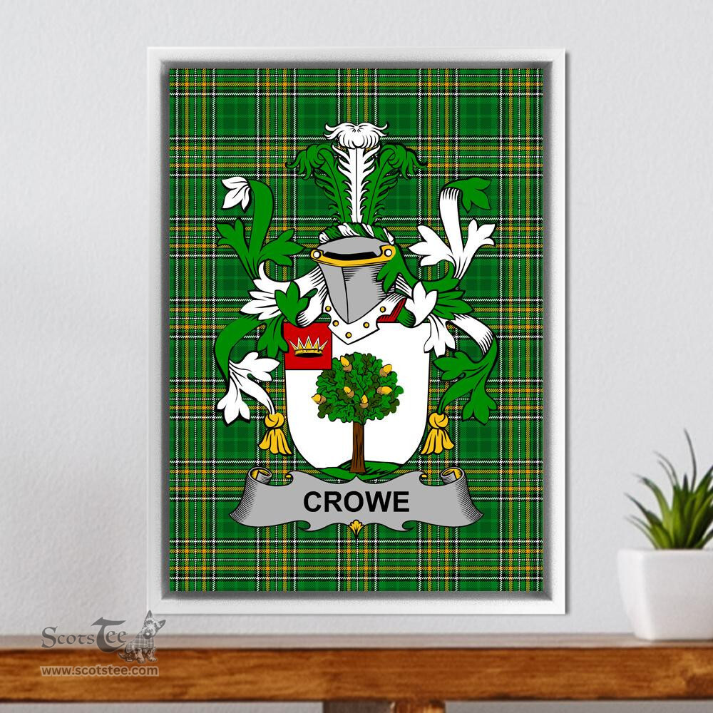 Irish Crowe or McEnchroe Coat of Arms Family Crest Ireland Framed Canvas Print Irish National Tartan