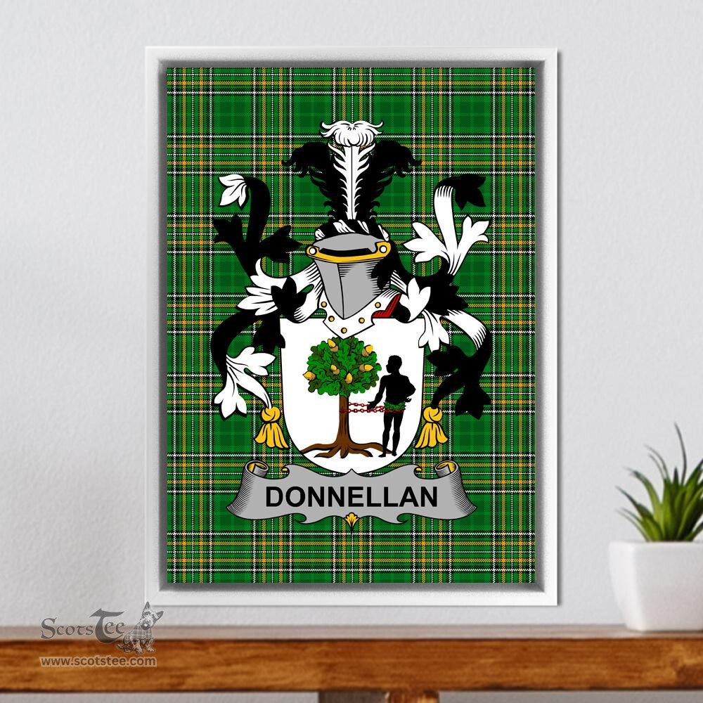Irish Donnell or O'Donnell Coat of Arms Family Crest Ireland Framed Canvas Print Irish National Tartan
