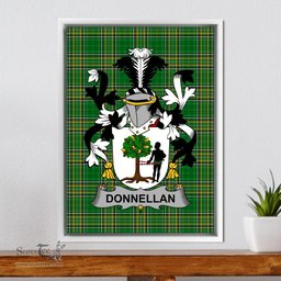 Irish Donnell or O'Donnell Coat of Arms Family Crest Ireland Framed Canvas Print Irish National Tartan