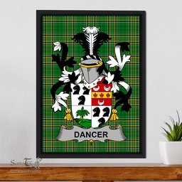 Irish Dancer Coat of Arms Family Crest Ireland Framed Canvas Print Irish National Tartan