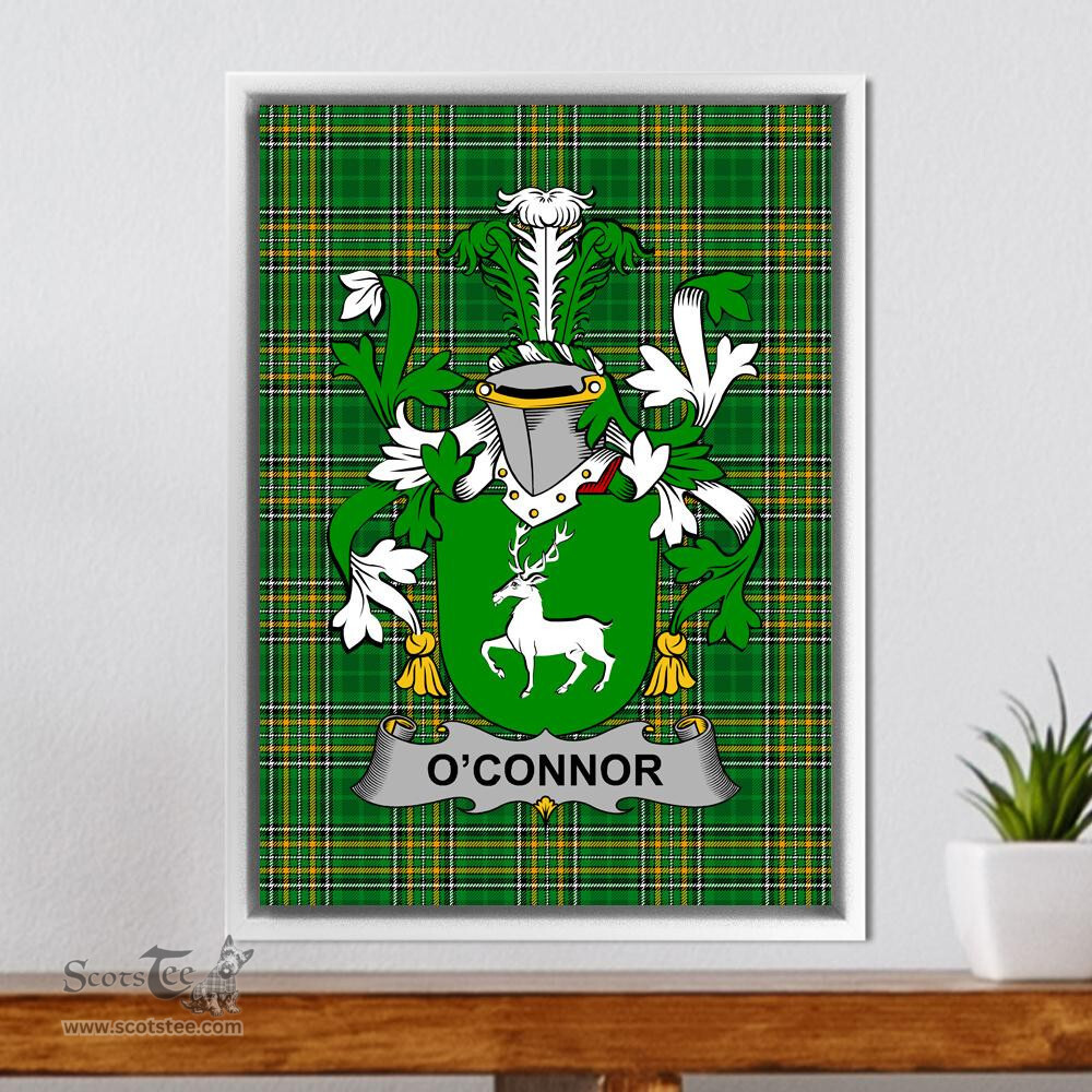 Irish Connor or O'Connor (Corcomroe) Coat of Arms Family Crest Ireland Framed Canvas Print Irish National Tartan