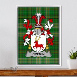 Irish Cremin or O'Cremin Coat of Arms Family Crest Ireland Framed Canvas Print Irish National Tartan