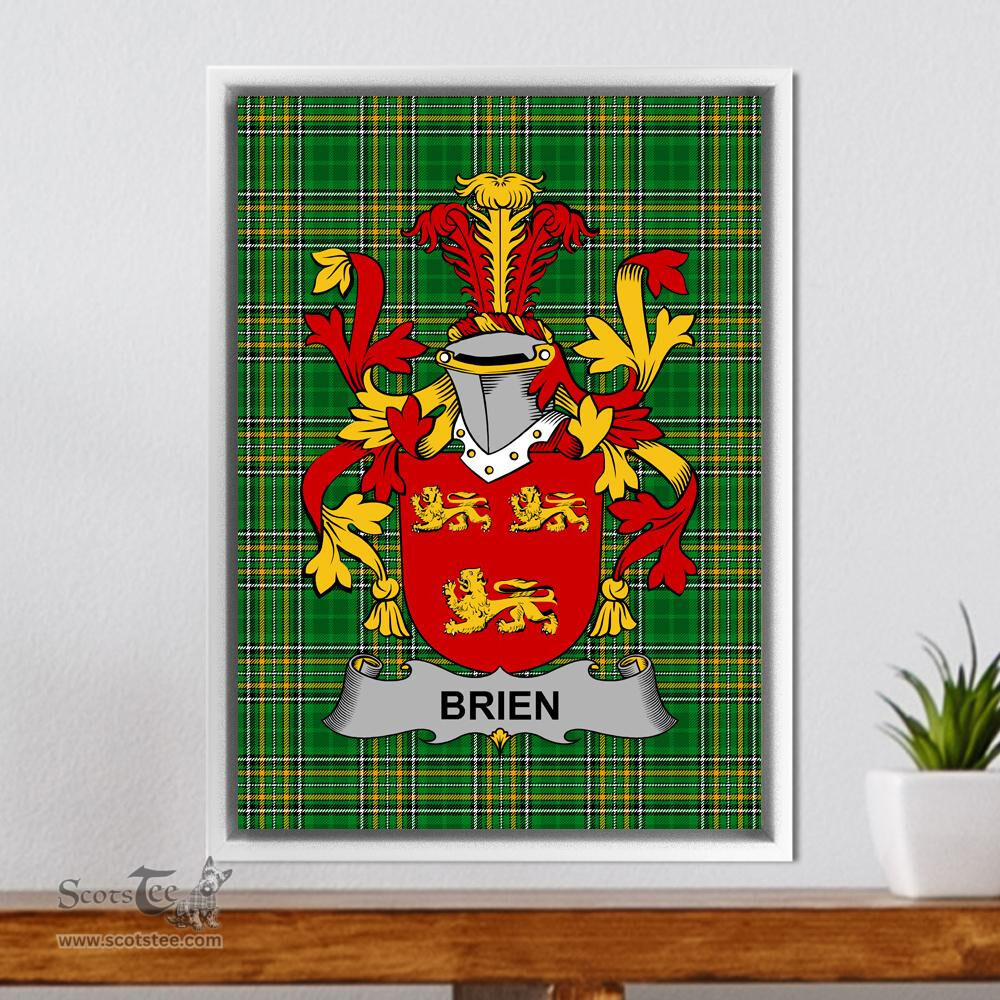 Irish Brien or Bryan Coat of Arms Family Crest Ireland Framed Canvas Print Irish National Tartan