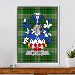 Irish Douse or Dowse Coat of Arms Family Crest Ireland Framed Canvas Print Irish National Tartan