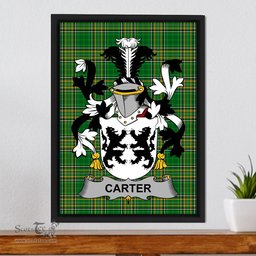 Irish Carter Coat of Arms Family Crest Ireland Framed Canvas Print Irish National Tartan
