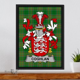 Irish Coghlan or McCoghlan Coat of Arms Family Crest Ireland Framed Canvas Print Irish National Tartan