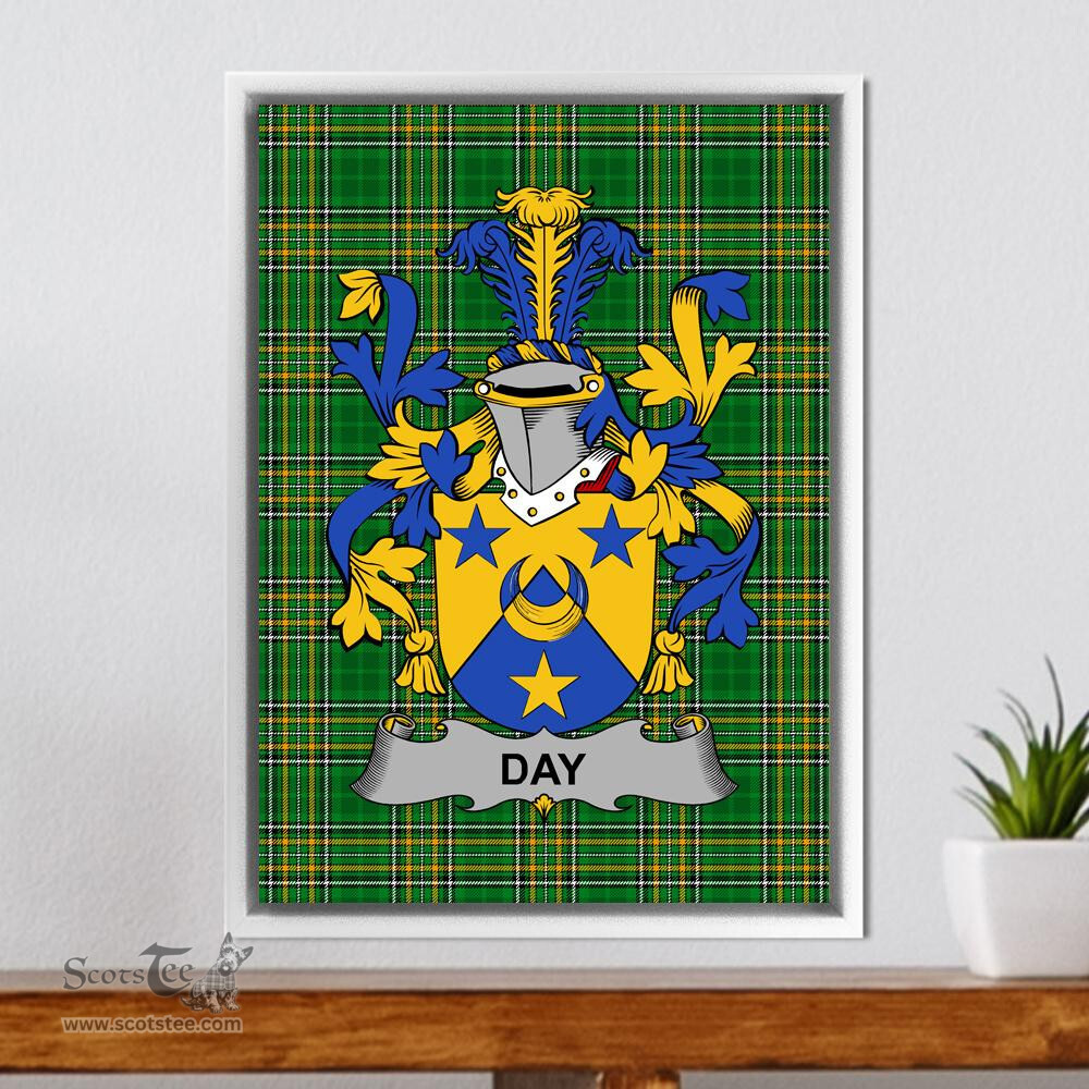 Irish Day Coat of Arms Family Crest Ireland Framed Canvas Print Irish National Tartan