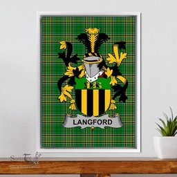 Irish Langford Coat of Arms Family Crest Ireland Framed Canvas Print Irish National Tartan