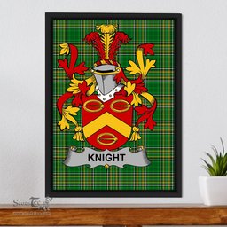 Irish Knight Coat of Arms Family Crest Ireland Framed Canvas Print Irish National Tartan