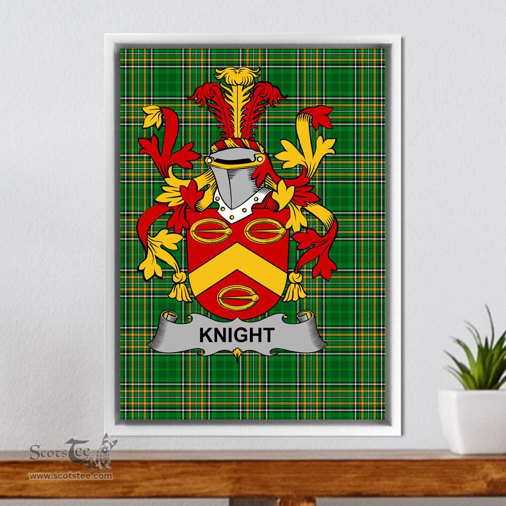 Irish Knight Coat of Arms Family Crest Ireland Framed Canvas Print Irish National Tartan
