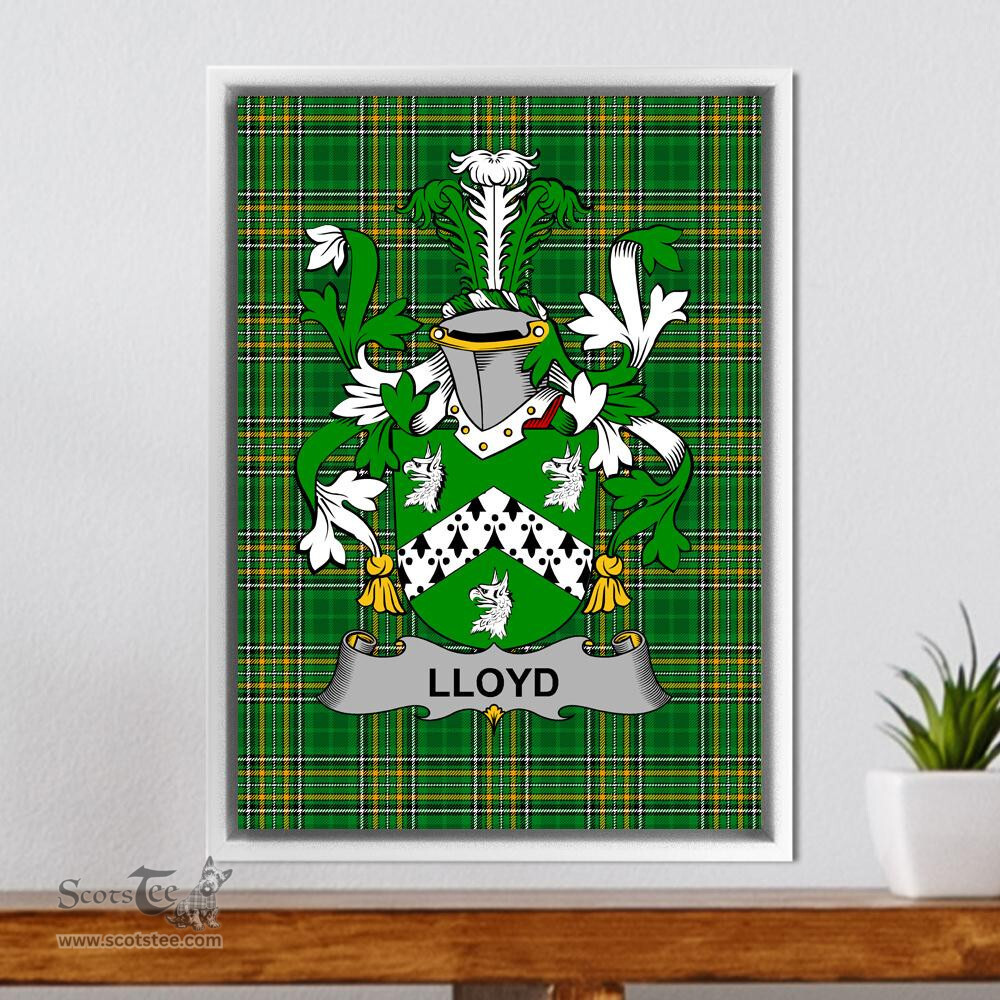 Irish Lloyd Coat of Arms Family Crest Ireland Framed Canvas Print Irish National Tartan
