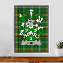 Irish Lloyd Coat of Arms Family Crest Ireland Framed Canvas Print Irish National Tartan