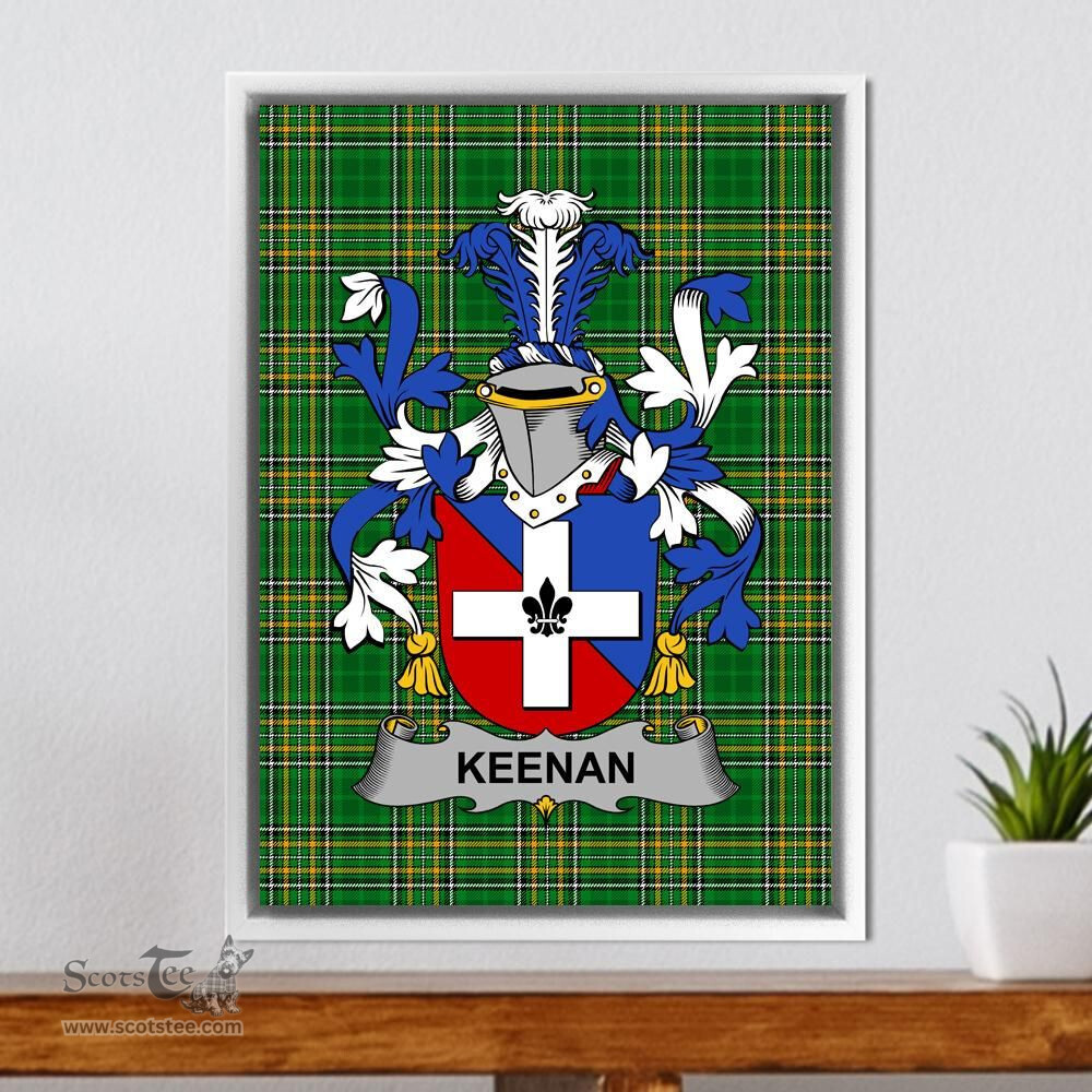 Irish Keegan or Egan Coat of Arms Family Crest Ireland Framed Canvas Print Irish National Tartan