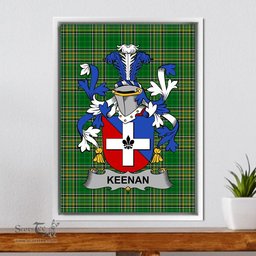 Irish Keegan or Egan Coat of Arms Family Crest Ireland Framed Canvas Print Irish National Tartan
