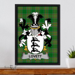 Irish Lovett Coat of Arms Family Crest Ireland Framed Canvas Print Irish National Tartan