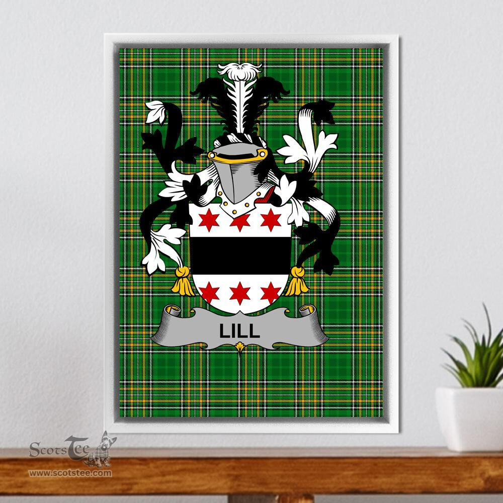 Irish Lill Coat of Arms Family Crest Ireland Framed Canvas Print Irish National Tartan