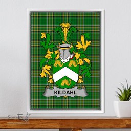Irish Kildahl Coat of Arms Family Crest Ireland Framed Canvas Print Irish National Tartan