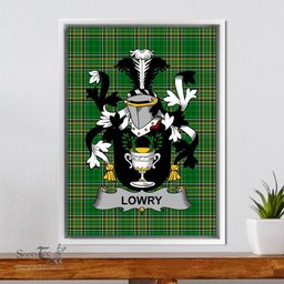 Irish Lowry or Lavery Coat of Arms Family Crest Ireland Framed Canvas Print Irish National Tartan